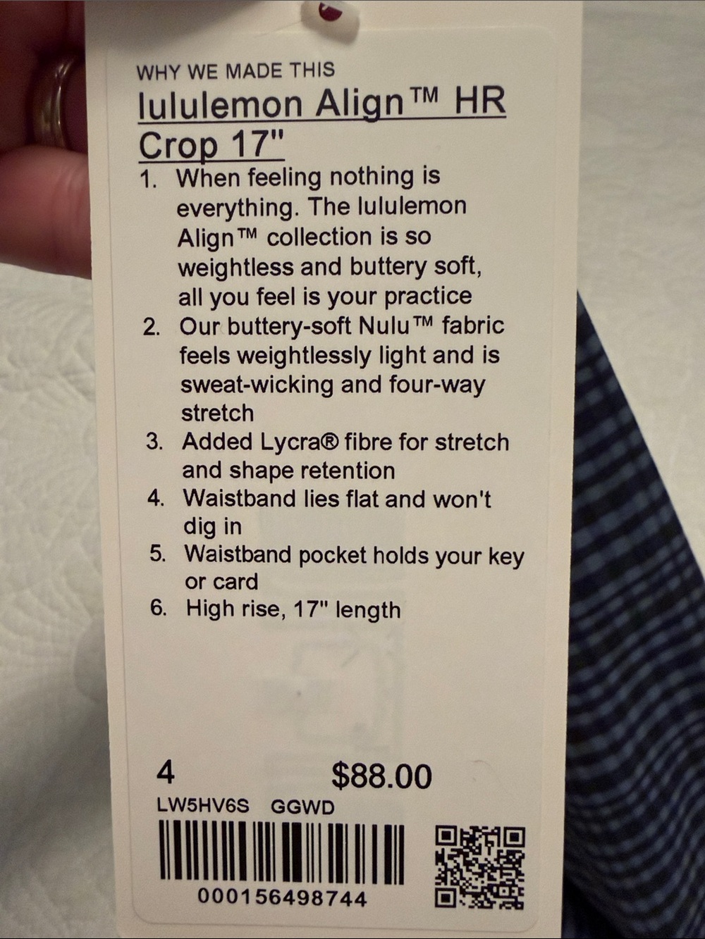 Lululemon Navy and Light Blue Gingham Align 17” leggings - Size 4 - Picture 3 of 5